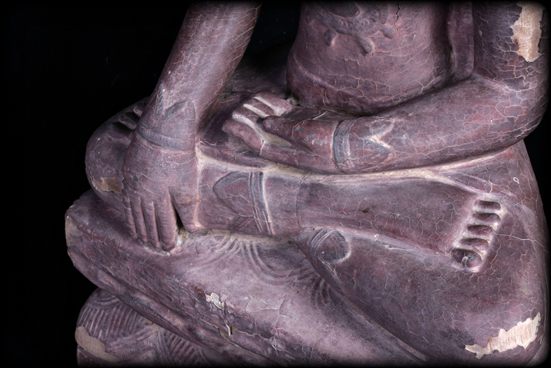 Extremely Rare 18C Wood Ava Burma Buddha #CA1075